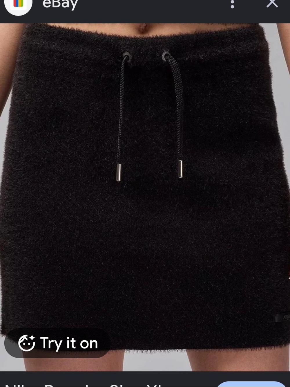 Active USA Black Fuzzy Drawstring Mini Skirt